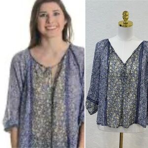 Joie Gloria C Floral Split Neck Peasant Blouse
